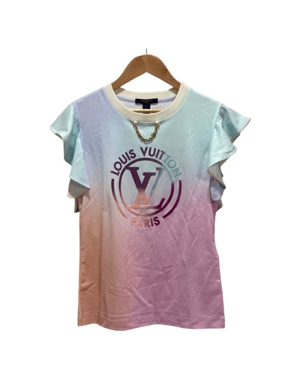Louis Vuitton Gradient LV Circle T-Shirt Ruffle Sleeve Multicolor S